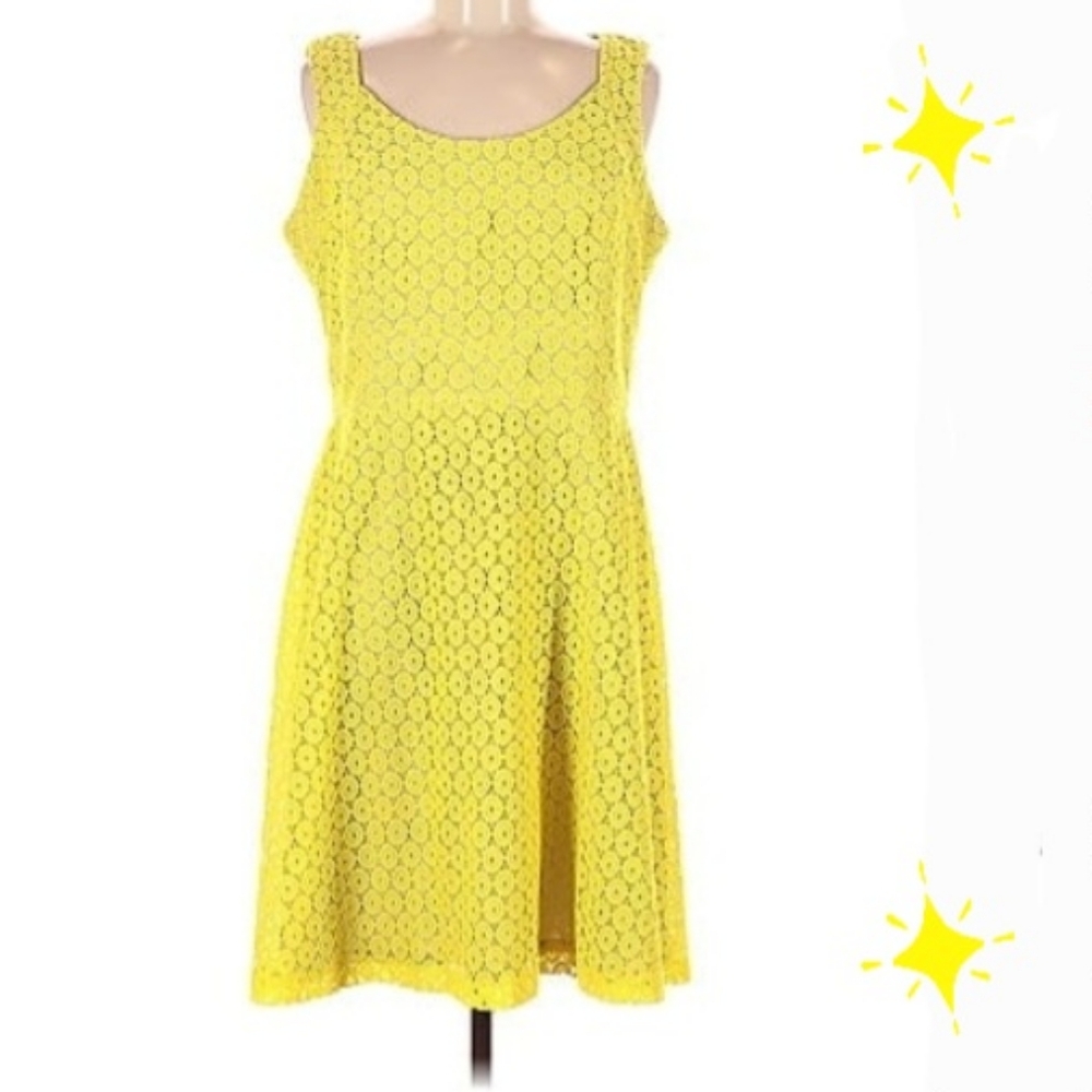 EUC Coldwater Creek Yellow Sleeveless Fit and Flare Style Dress Size 14